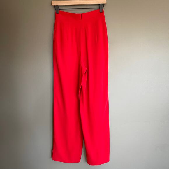 Saloni Bow Tulip Trousers in Scarlet Red High Waisted Size 2 Pleated Chic Sexy - Picture 10 of 16